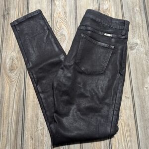 KanCan size 9 black skinny jeans in distressed leather-like fabric